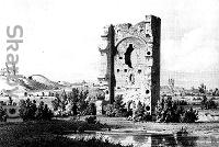 Ruina wieży w Bieławinie. Litografia z Albumu lubelskiego A. Lerue 1860 r.